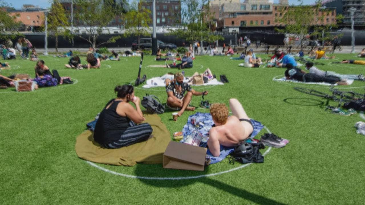 Park in New York experimenteert met 'parkeercirkels' om afstand te houden