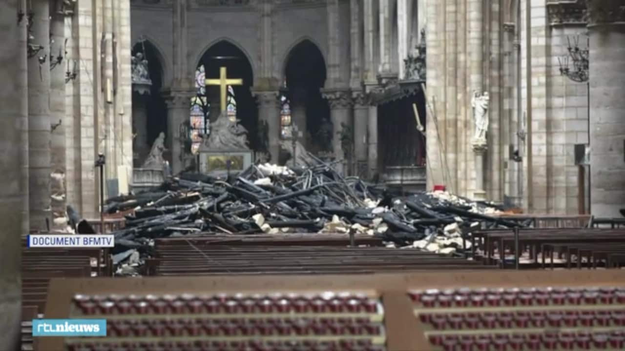 Zo ziet de Notre-Dame er van binnen uit na de brand