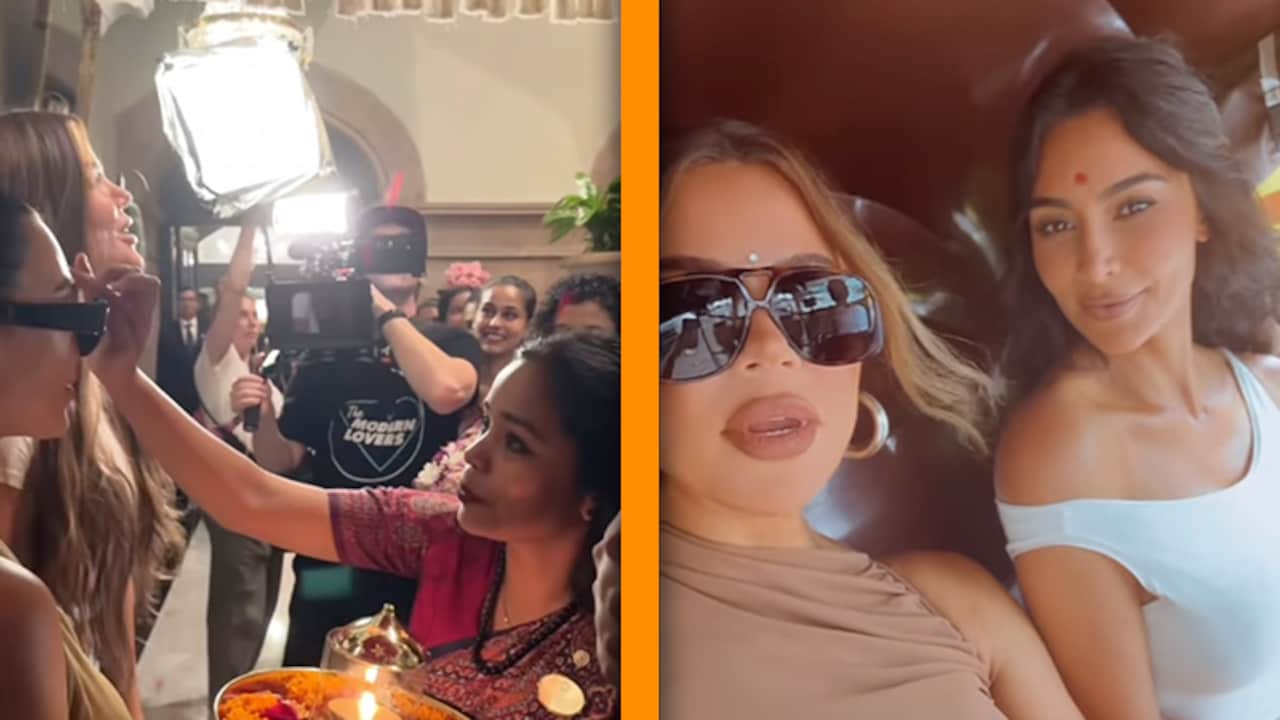 Kim en Khloé Kardashian aanwezig bij bruiloft Indiase miljardairszoon