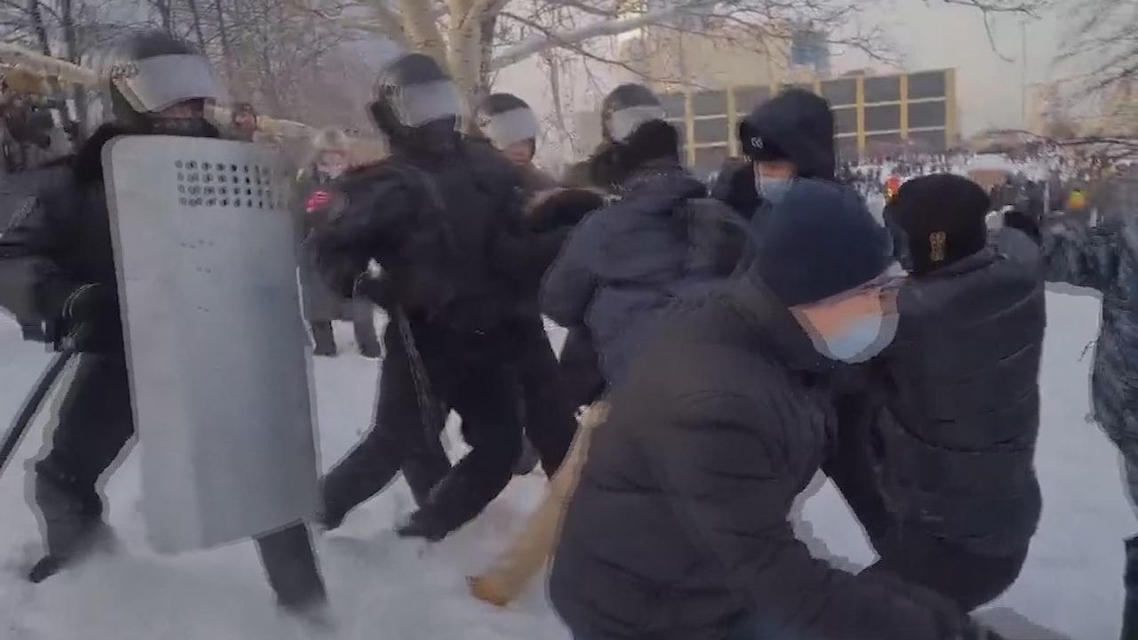 Bij de vorige protesten greep de Russische politie hard in: