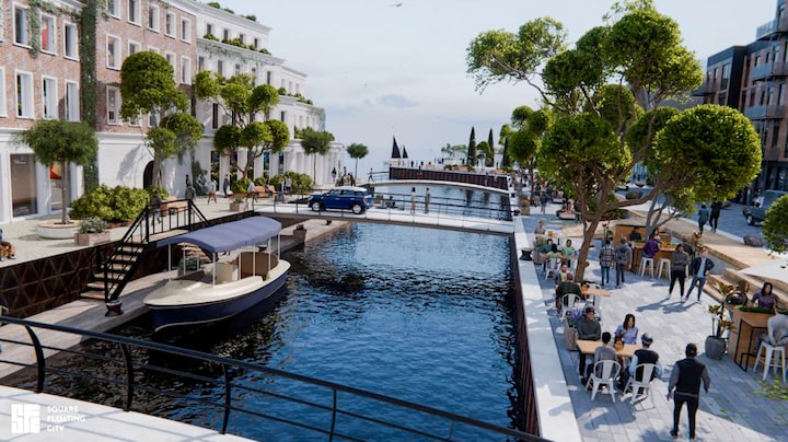 In dit 'Tetris-hotel' vormen containerunits woningen op het water