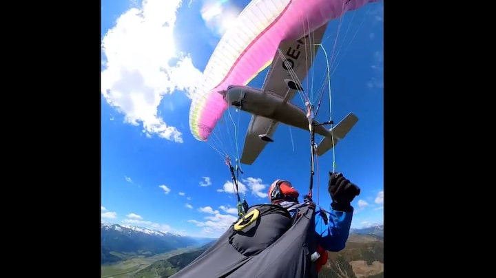 Oostenrijkse paraglider geraakt door klein vliegtuigje, crash gefilmd