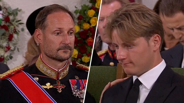 Noorse royals vol emotie tijdens uitvaart koning Harald