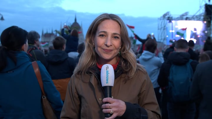 Gejuich op plein Boedapest na bekendmaken peilingen, ziet onze correspondent