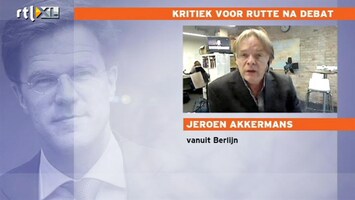 RTL Z Nieuws Jeroen Akkermans:Kritiek op Rutte na debat