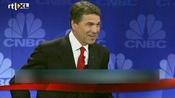RTL Z Nieuws Republikeinse kandidaat Perry vergeet waarop hij wil bezuinigen