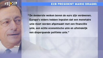 RTL Z Nieuws Draghi: donkerste wolken boven de euro zijn verdwenen