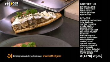 Koffietijd Baguette met paddenstoelen geitenkaas en honing