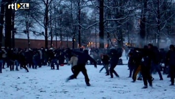 RTL Nieuws Groot 'Project X' sneeuwballengevecht in Breda