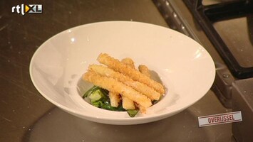 Topchef Gefrituurde asperges met lauwwarme salade