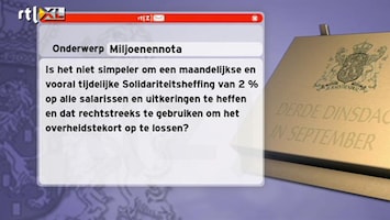 RTL Z Nieuws Tijdelijke solidariteitsheffing voor aflossen overheidstekort
