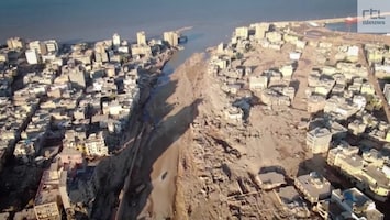 Dronebeelden tonen enorme ravage Libië na overstromingen
