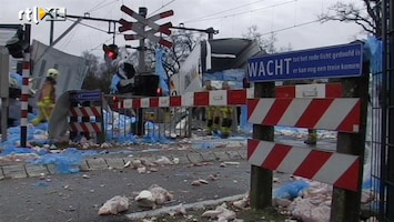 RTL Nieuws Trein tramt vrachtwagen vol vlees