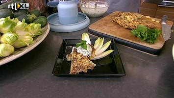 Koffietijd Bleekselderij-tortilla met walnoten en tzatziki