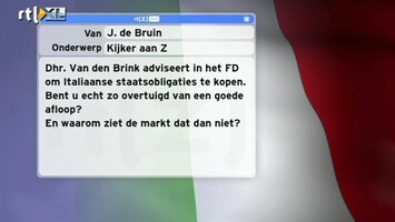 Special: De Kijker Aan Zet Dhr. Van den Brink adviseert Italiaanse staatsobligaties te kopen. Waarom ziet de markt dat niet?