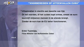 RTL Z Nieuws 09:00 Finse minister: voorbereiden op uiteenvallen Eurozone