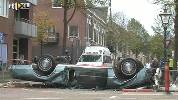 RTL Nieuws Auto valt van drie hoog uit garage