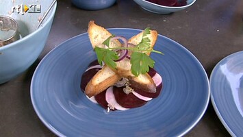 Koffietijd Carpaccio van bietjes met makreeltartaartje