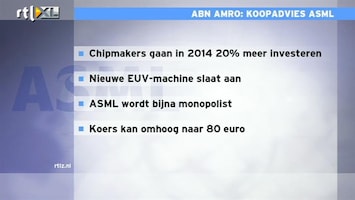 RTL Z Nieuws ABN Amro: monopolist ASML is koopwaardig, koersdoel 80 euro