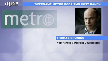 RTL Z Nieuws NVJ : overname Metro door TMG kost Banen