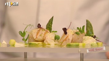 Topchef Fris gemarineerde zeebaars en tartaar van zeebaars met quinoa, avocado, yoghurt en groene asperge