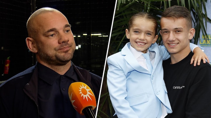 Kinderen Wesley Sneijder steunen hem tijdens afvalrace: 'Pak maar water'