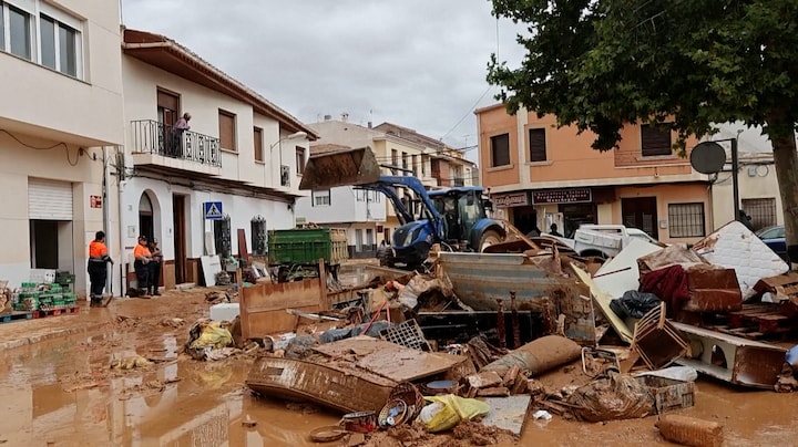 Schade in Spaans stadje Madrigueras na zware overstroming