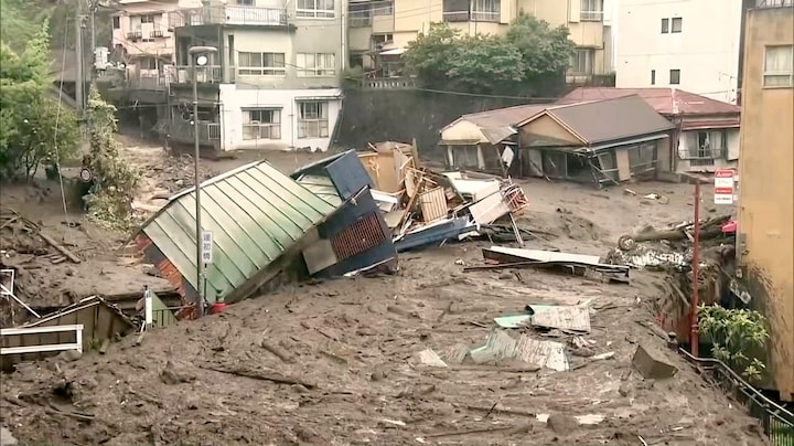 Bij toeval gefilmd: modderstroom verwoest Japans stadje 