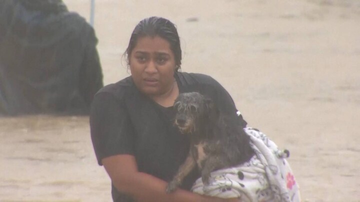 Enorm noodweer in Auckland, inwoners tot aan hun middel in het water