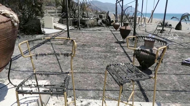 Natuurbranden op Lesbos, zelfs het strand brandt