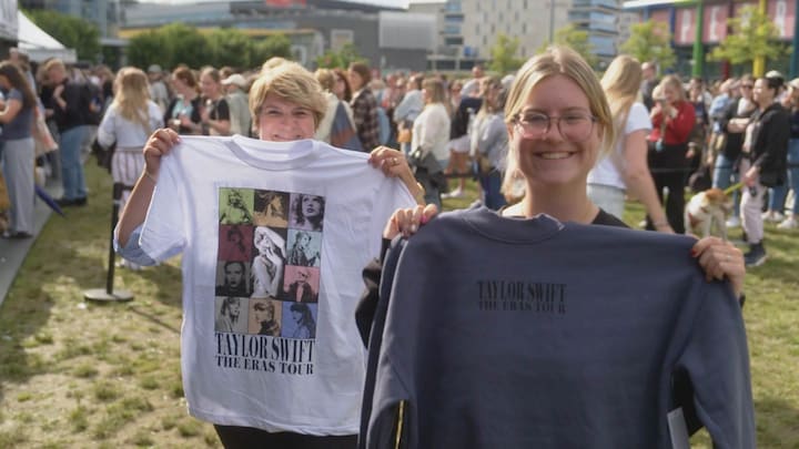 Uren in de rij voor Taylor Swift-trui en andere merch: 'Ze is een fenomeen'