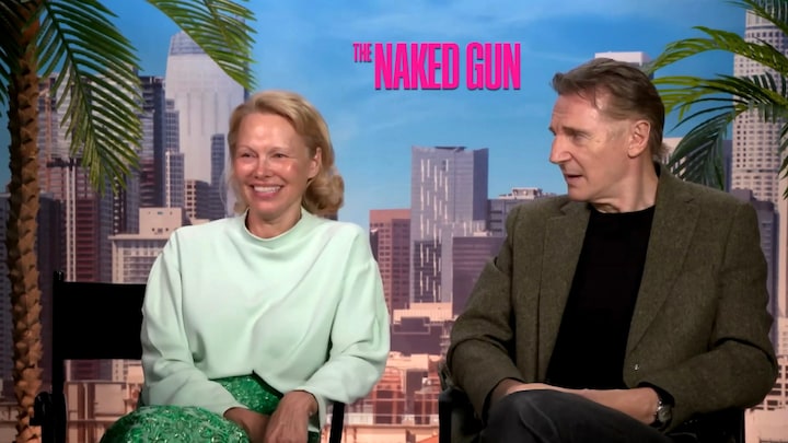 Liam Neeson en Pamela Anderson vormen opvallend duo in The Naked Gun 