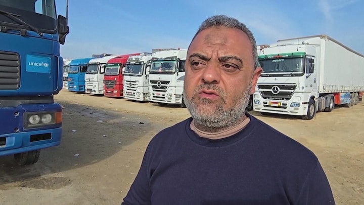 Trucks met hulpgoederen staan klaar bij Gaza: 'Begint bijna te rotten'