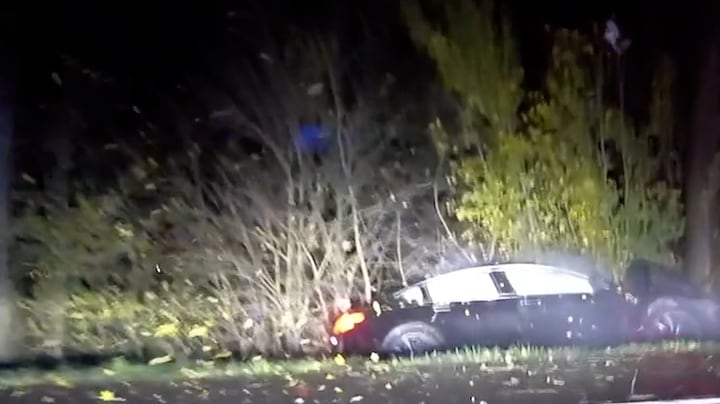 Tesla vliegt met 200 km/u uit de bocht tijdens politieachtervolging