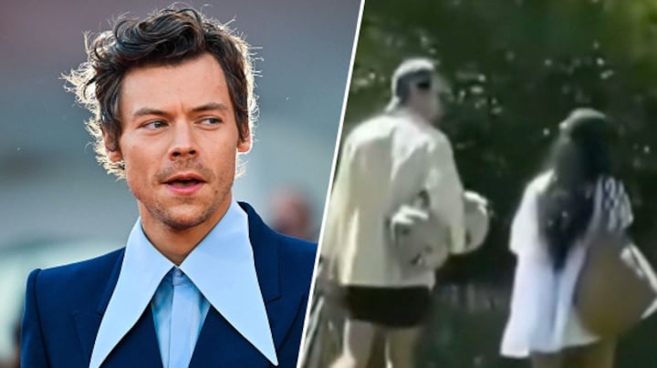 Harry Styles gespot met verloofde Zoë Kravitz in Vondelpark