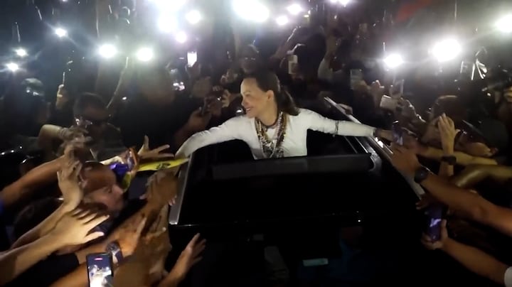 Groots onthaal voor oppositieleider Machado bij terugkeer in Venezuela