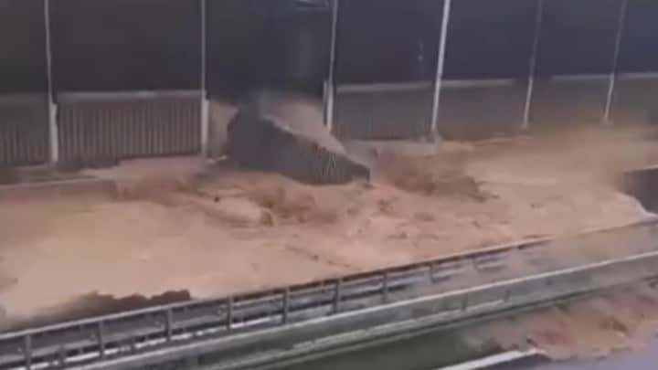 Overstromingen Duitsland: water breekt door geluidswal