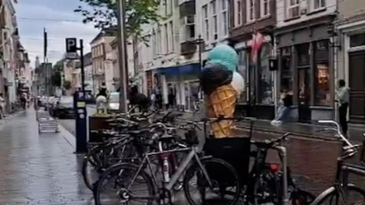 In beeld: Politie te paard aangereden in centrum Den Bosch