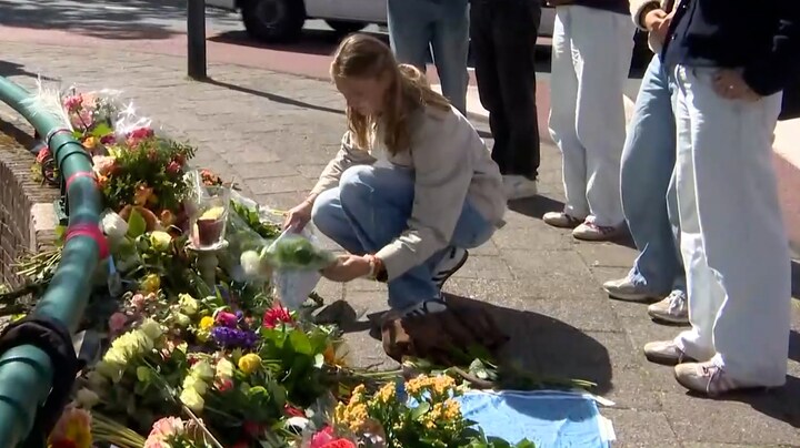 Marathonlopers Leiden leggen bloemen en medailles bij plek overleden meisje