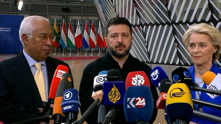 Zelensky zoekt steun in Brussel na aanvallen van Rusland en kritiek van Trump