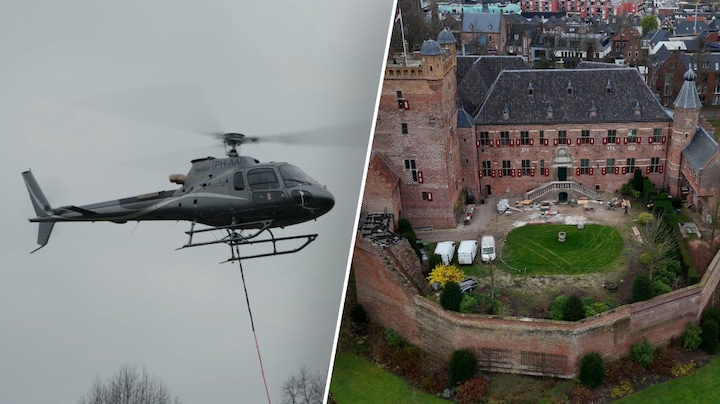 Helikopter plaatst warmtepomp op dak kasteel: 'Verduurzamen ingewikkeld'